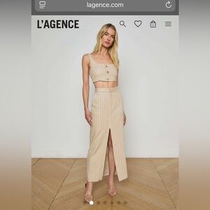 L'AGENCE Pinstripe Maylin Top XS and Maceline Maxi Skirt Size 4 Set